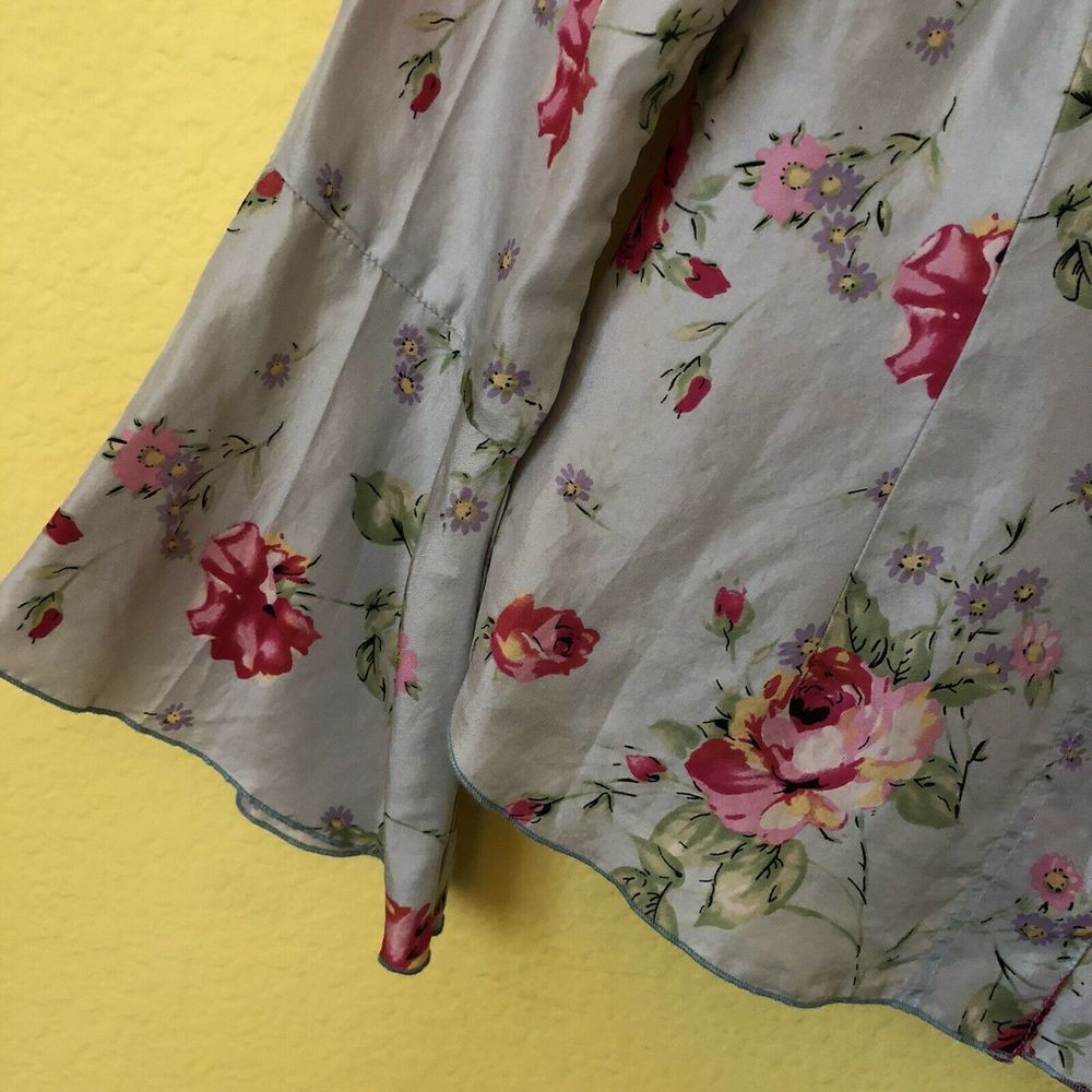 Johnny Was Light Blue Silk Blouse Floral Sz M - Picture 2 of 8